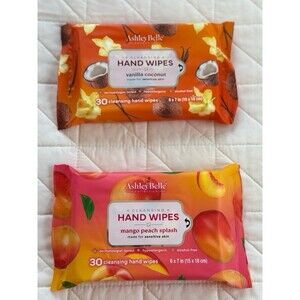 Ashley Belle Cleansing Hand Wipes Duo - Vanilla Coconut and Mango Peach Splash